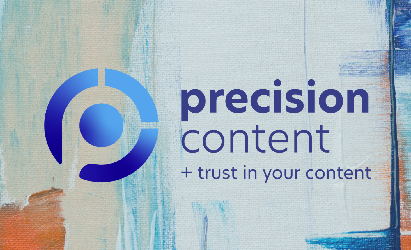 Precision Content logo on painted wall background.