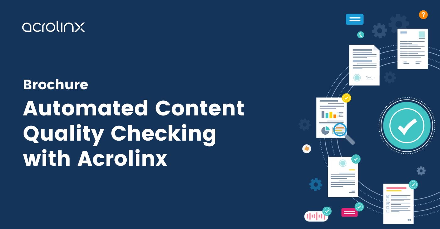 This banner shows different content assets linked to a check symbol to visualize the concept of automated content quality checking.